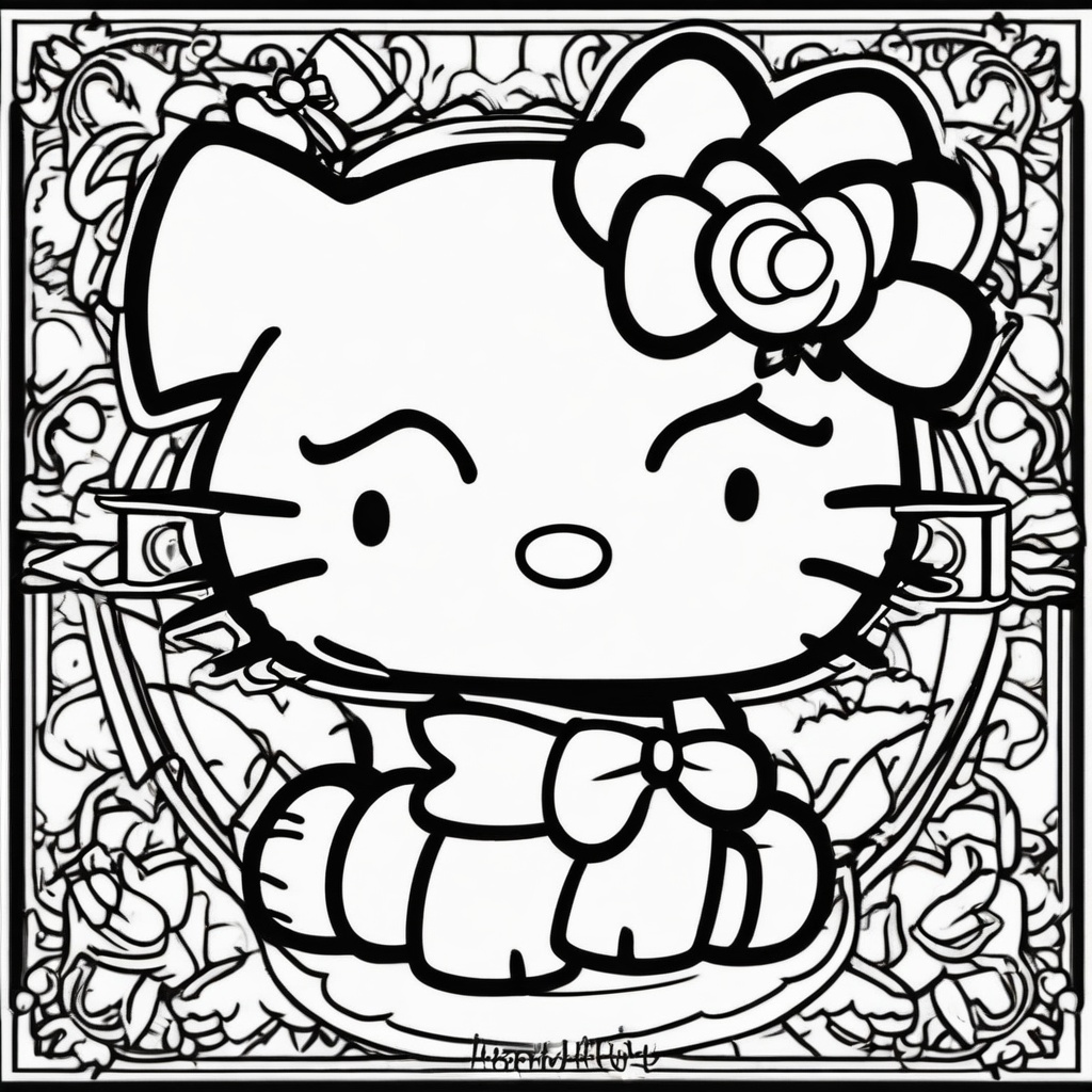 Hello Kitty with Bow coloring page from Hello Kitty theme - free printable line art for kids and adults