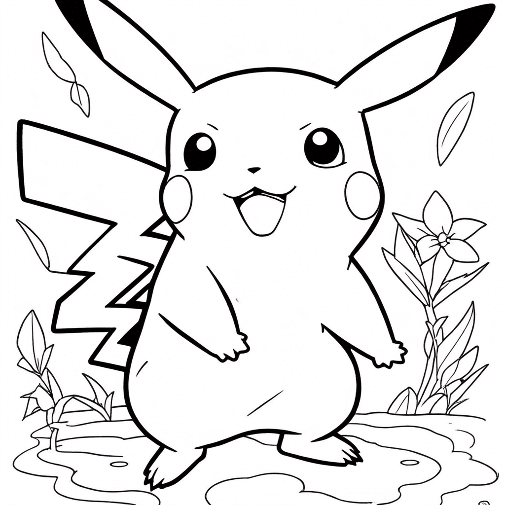 Pikachu com Ash: Uma Aventura Colorida coloring page from Pokemon theme - free printable line art for kids and adults